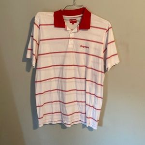 Supreme red and white polo